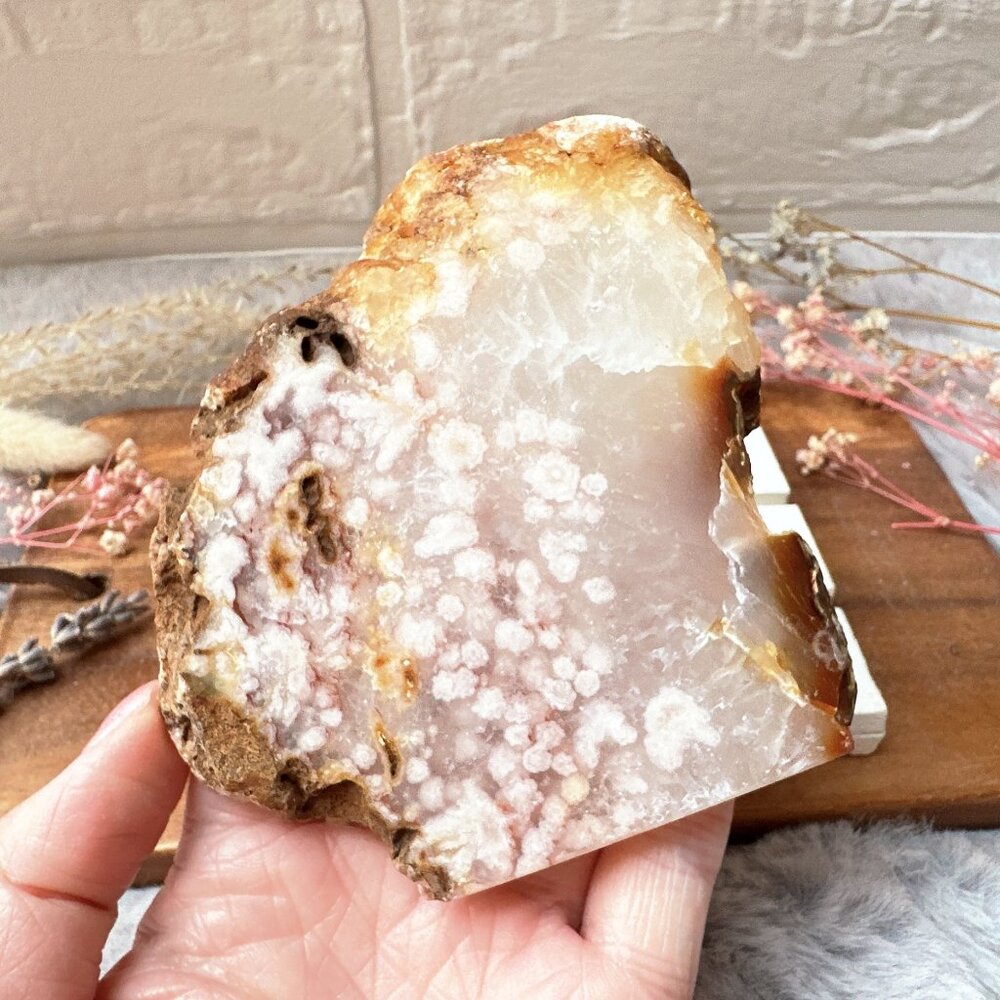 Beautiful Pink Amethyst with Flower Agate Slab